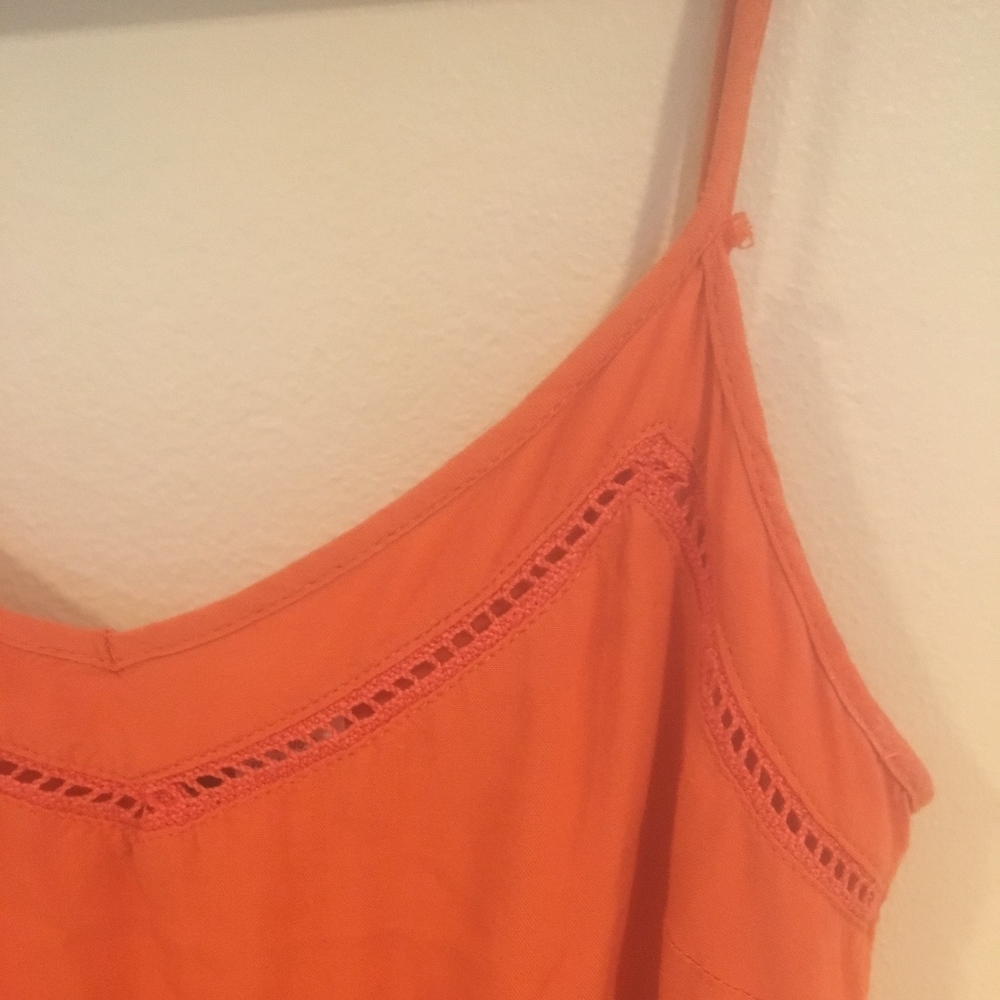 Orange Romper w/ Cinched Waist & Adjustable Straps